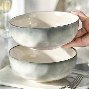 Ceramics Керамическая рисовая пиала с подглазурным покрытием для дома, новая модель 2025, привлекательная маленькая тарелка, 8-дюймовая чаша с каменным узором, набор из 2 штук