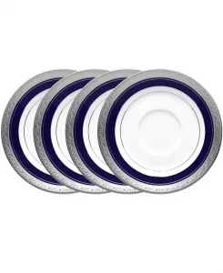 Набор из 4 блюдец Crestwood Cobalt Platinum, сервиз на 4 персоны Noritake, blue