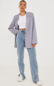 PrettyLittleThing Серый объемный пиджак с драпировкой и пуговицами