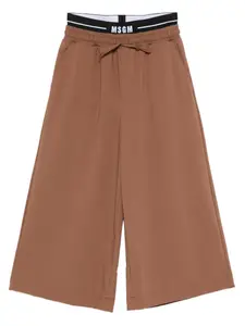 Брюки с эластичным поясом и завязками MSGM Kids, коричневый