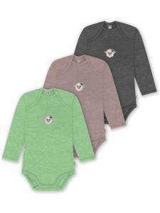 Normani Outdoor Sports Комплект из 3 детских боди с длинными рукавами из мериносовой шерсти, цвет антрацит/розовый/зеленый, Окленд