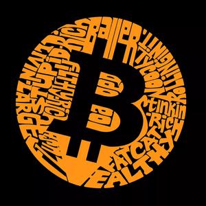 Биткойн — мужская футболка с рисунком Word Art LA Pop Art, серый