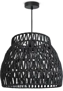 Подвесной светильник Paco Home Hugo PD1 с плетением, черный