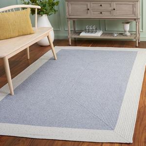 Ковер SAFAVIEH, 153 x 244 см, Washable Rug Braided Collection - Grey & Ivory, ручной работы, для помещений и улицы, устойчивый к погодным условиям, идеально для патио, гостиной, прихожей, столовой (BRA281F)