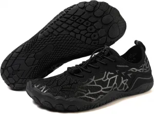 Босоногая обувь Женская мужская дышащая, не скользящая спортивная обувь Широкий носок Спортивная водная обувь NTI-Slip Туристическая обувь для походов, ходьбы, бега, йоги и водных видов спорта Movnebyro, черный