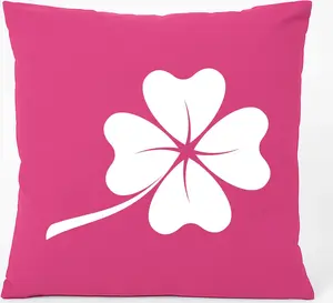 Подушка для дивана Huuraa, силуэт клевера, подарочная, 40x40 см, с хлопковым наполнителем цвета фуксии, сувенир с клевером Hellweg Druckerei