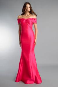 Платье с открытыми плечами и вырезом-воротником Basix Black Label, фуксия