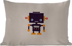 Подушка для улицы Робот Антенна - Оранжевый - Бежевый - Ребенок - Дети - 60 x 40 см - Водонепроницаемая - Подушка для отдыха - Декоративная подушка - Подушка для дома MuchoWow