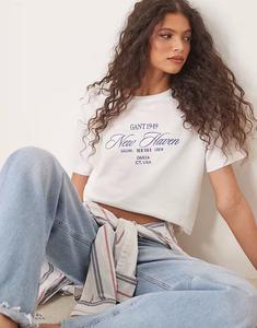 Футболка с вышитым логотипом GANT 1949 белого цвета