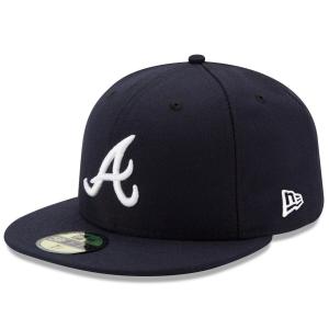 Мужская бейсболка New Era Navy Atlanta Braves Road Authentic Collection On-Field 59FIFTY
