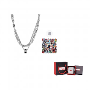 Колье Marvel из нержавеющей стали Fortune Bead Disney, spider-man layering small round pendant necklace[includes 1 pack of marvel stickers]