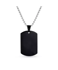 Очень большой простой армейский кулон в виде армейского жетона на цепочке из нержавеющей стали длиной 24 дюйма Bling Jewelry, black