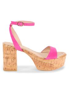 Замшевые сандалии на платформе Gala Stuart Weitzman, цвет Flamingo