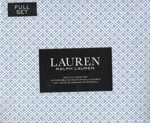 Ralph Lauren Комплект постельного белья Full, 4 предмета, 100% хлопок, охлаждающий, синие ромбовидные точки