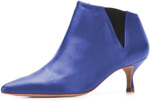 Женские классические ботильоны YDN с низким каблуком-кисой, Челси, зауженный носок, кожаные, удобные для ходьбы, на каждый день, Blue