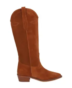 Замшевые ковбойские сапоги верблюжьего цвета с резиновой подошвой 3 см. Alpe, коричневый