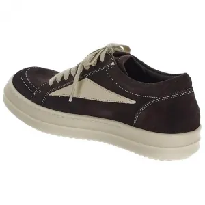 RICK OWENS RO Leather High Top Skateboard Shoes Women's Dark Brown