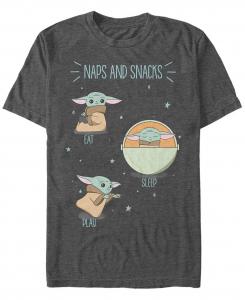 Мужская футболка с короткими рукавами «звездные войны: мандалорец, ребенок, сон и закуски» Fifth Sun, темно-серый