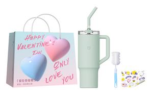 Термостакан, стакан с соломинкой, стильный большой объем автомобильный с креплением, внутренняя часть из нержавеющей стали 316, 1 л Xiaomi, зеленый