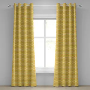 Желто-белая штора на люверсах ABAKUHAUS, однотонный орнамент с абстрактными цветами одуванчиков, потертые цвета, декоративные двухпанельные шторы, 280 см x 260 см, цвет: бархатцы белые Abakuhaus