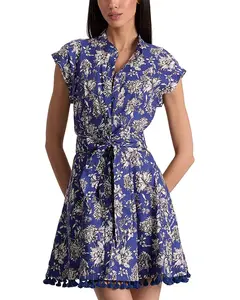 Платье Люси с манжетами и короткими рукавами Alice And Olivia, синий