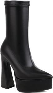 Женские ботильоны на высоком каблуке с заостренным носком, на резинке, зимние, модные для вечеринок и свиданий KYOESCAI, Black