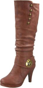 Сапоги женские TZ Zone-45 до колена и средней длины с каблуком, с круглым носком и высокой платформой Toozon, Tan