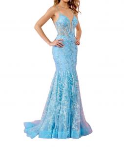 Блестящее платье для выпускного из тюля в нежно-голубом цвете RACHEL ALLAN