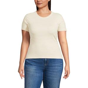 Футболка с коротким рукавом Plus size Lands' End, Ivory Yellow Stripe
