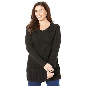Женский пуловер Daydream Waffle Knit plus size Catherines, Black
