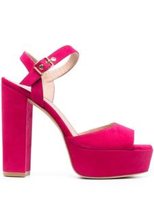 Stuart Weitzman 135mm platform suede sandals, розовый
