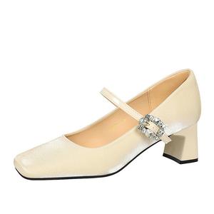 YAFEI XUANYU Туфли Мэри Джейн на массивном каблуке женские шампань, цвет Champagne