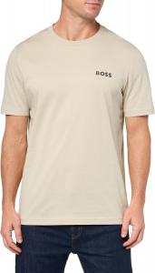 Мужская хлопковая футболка BOSS с ярким контрастным логотипом, Oat Cream
