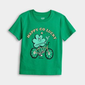 Футболка с коротким рукавом и принтом клевера для малышей Jumping Beans, Green Lucky Bike