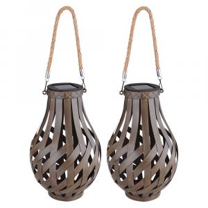 Комплект из 2 светодиодных уличных светильников из бамбукового дерева, коричневого цвета Globo Lighting, коричневый