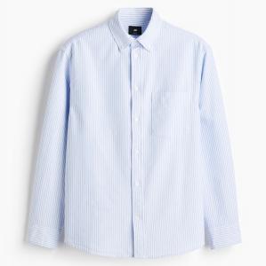 Рубашка H&M Regular Fit Oxford, голубой/полоска