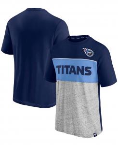 Мужская темно-синяя и меланжевая серая футболка tennessee titans с цветными блоками Fanatics, мульти