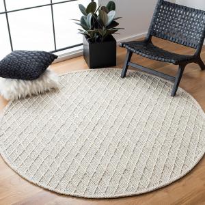 Ковер SAFAVIEH, 183 x 183 см, Trace Collection Ivory / Black TRC209A ручной работы из премиальной шерсти и вискозы