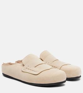 Замшевые мюли с овчиной Jacquemus, Light Beige