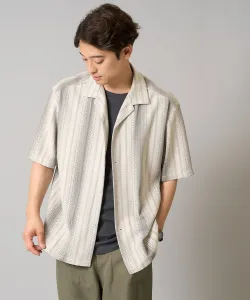 Рубашка с жаккардовым рукавом 5/8 и открытым воротником Avv, цвет Light Beige