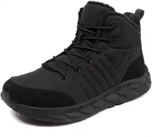 Мужские высокие зимние ботинки до щиколотки с утеплителем и меховой подкладкой, теплые, с противоскользящей подошвой для походов, туризма и работы Qacksv, черный