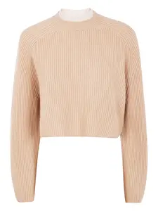 Вязаный шерстяной свитер в рубчик MAX MARA, нейтральный