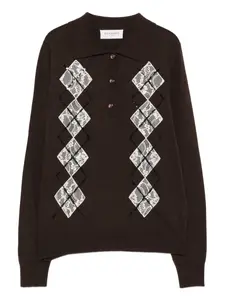 Рубашка поло с кружевом ERMANNO FIRENZE, коричневый