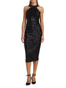 Коктейльное платье Akike с пайетками и бретелькой через шею Chiara Boni La Petite Robe, цвет Nero