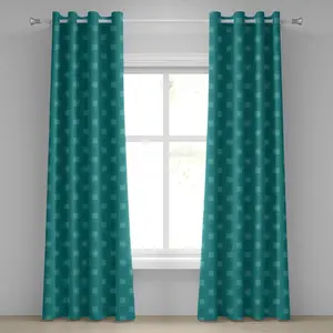 Марокканская штора на люверсах ABAKUHAUS, классические восточные мотивы с геометрической композицией, декоративные двухпанельные шторы, 280 см x 225 см, бирюзовый, бледно-голубой, белый