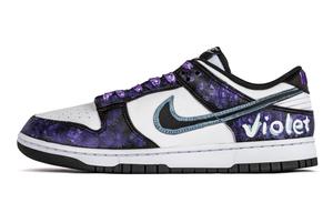 Nike Женские кроссовки для скейтбординга Dunk Abrasion Resistant Low Top, черные с фиолетовым