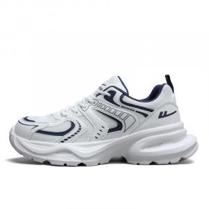 WARRIOR Высокие амортизирующие поддерживающие дышащие противоскользящие низкие массивные кроссовки для женщин бело-тёмно-синие, цвет White Dark Blue