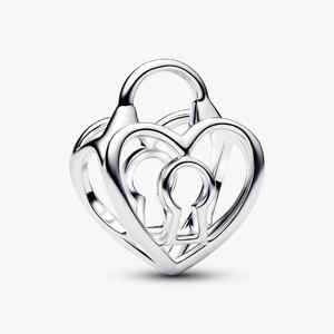 Шарм Pandora Openwork Heart Padlock, серебро