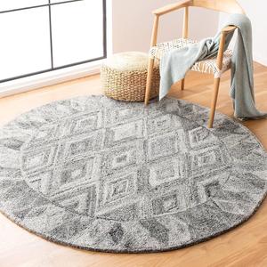 Ковер SAFAVIEH, 183 x 183 см, Abstract Collection Grey/Black ABT618F ручной работы из премиальной шерсти и вискозы