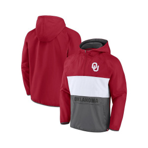 Мужская фирменная темно-красная толстовка с капюшоном oklahoma sooners victory on raglan с молнией на четверть Fanatics